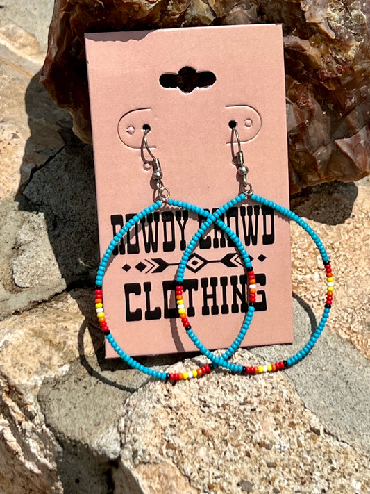 Beaded Multi Colored Hoops