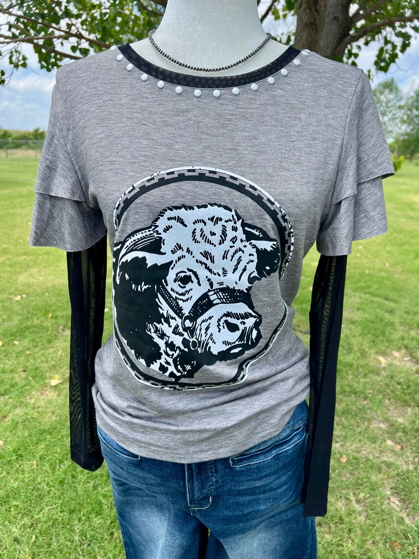 Hereford Mesh Sleeve Top
