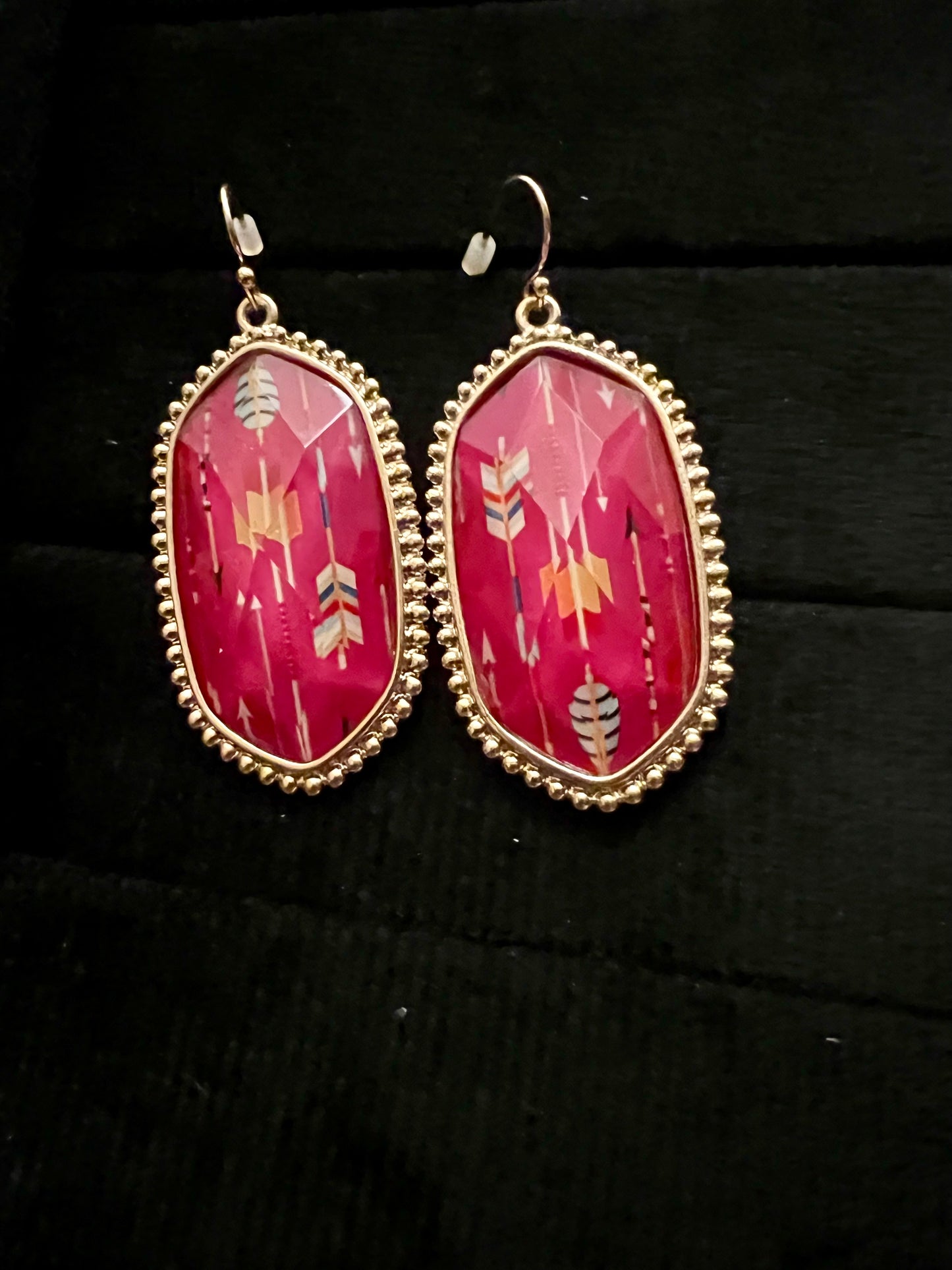 Pink & Gold Earrings with Arrows