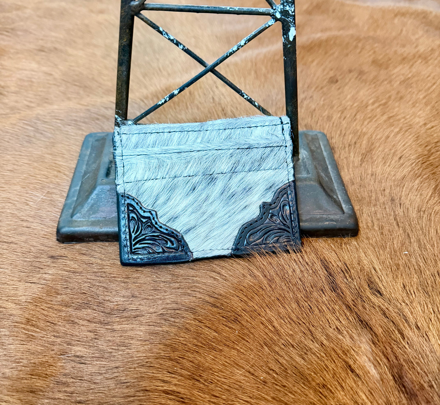 Leather on Cowhide Credit Card Holders