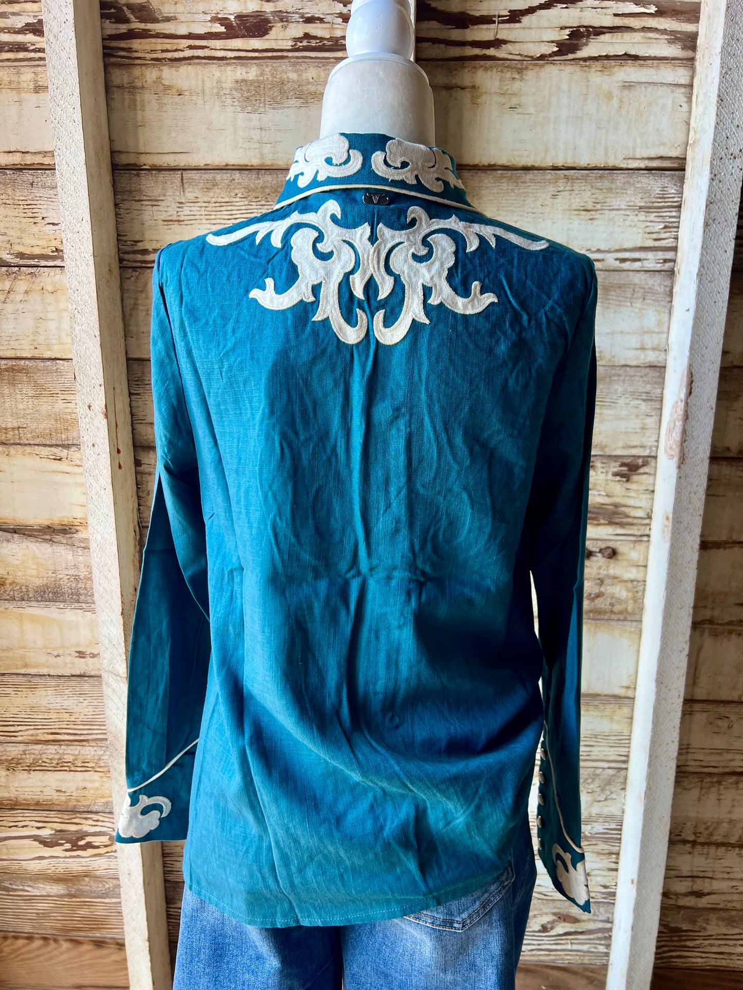 Western Design Snap Shirt Teal