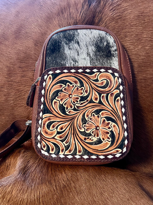 Black & White Cowhide Crossbody American Darling