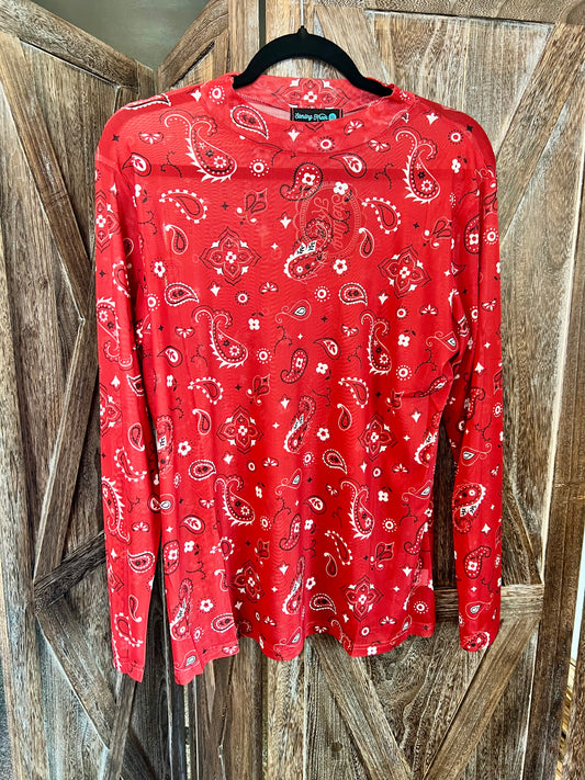 Red Bandana Mesh Top