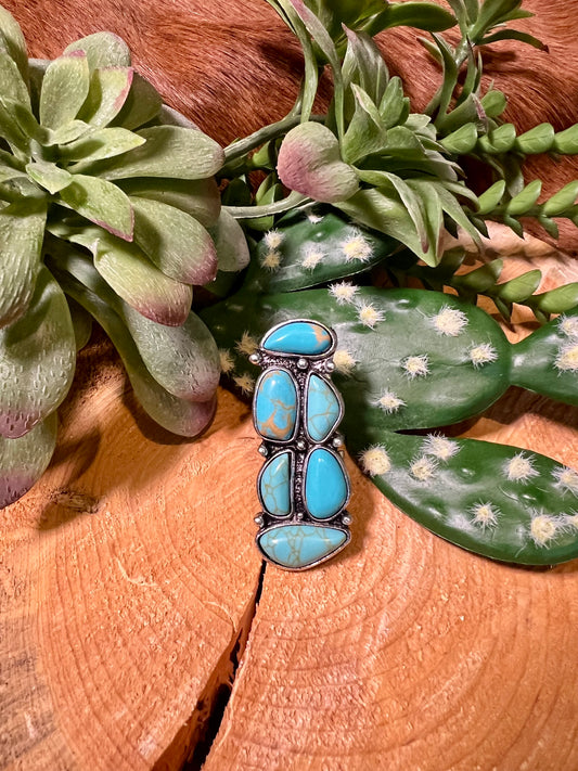 Stacked Turquoise Stone Adjustable Ring