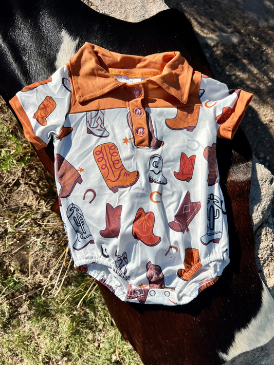 Boys Boot Print Onesie