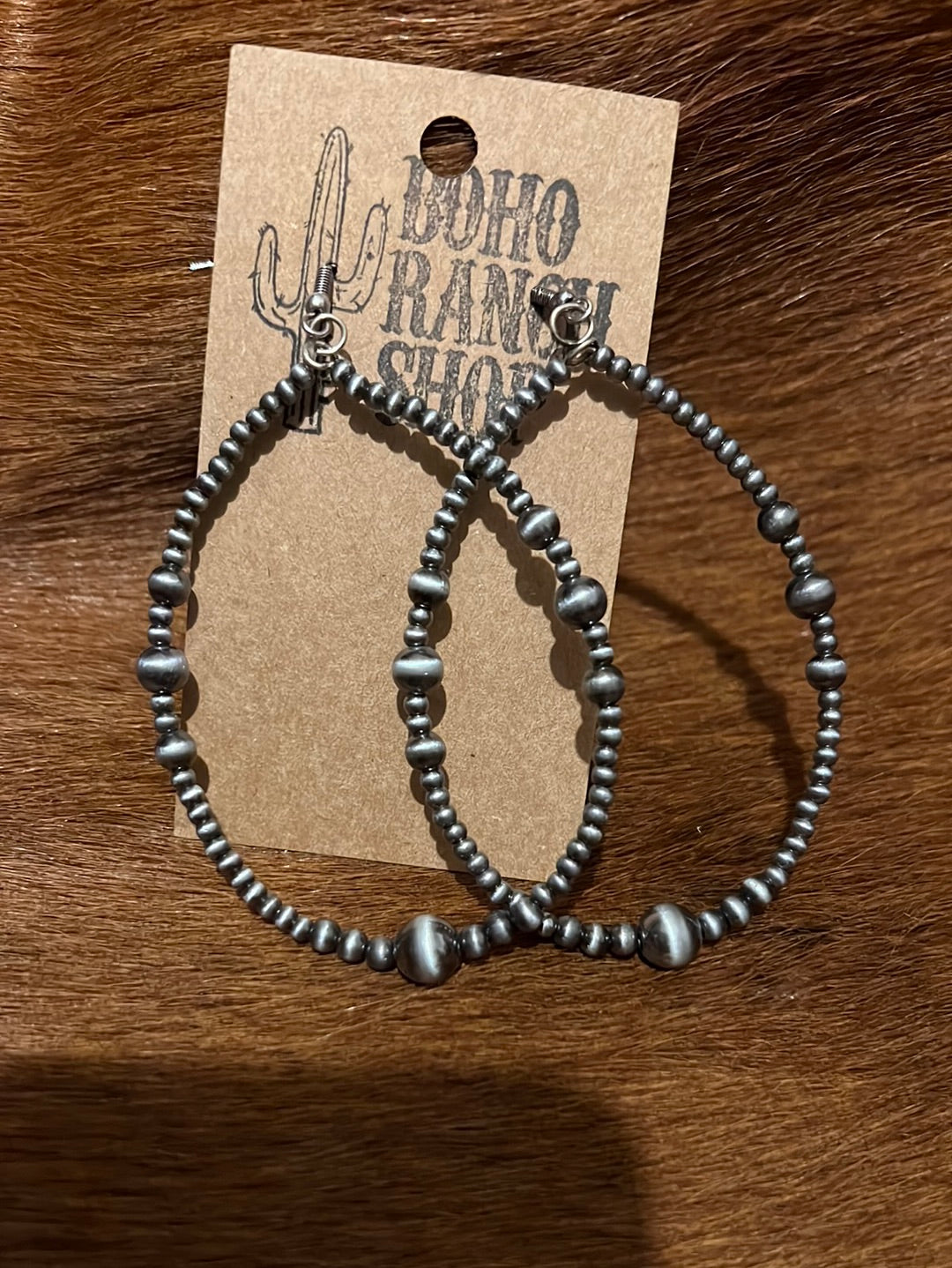 Silver faux Navajo Hoop Earrings