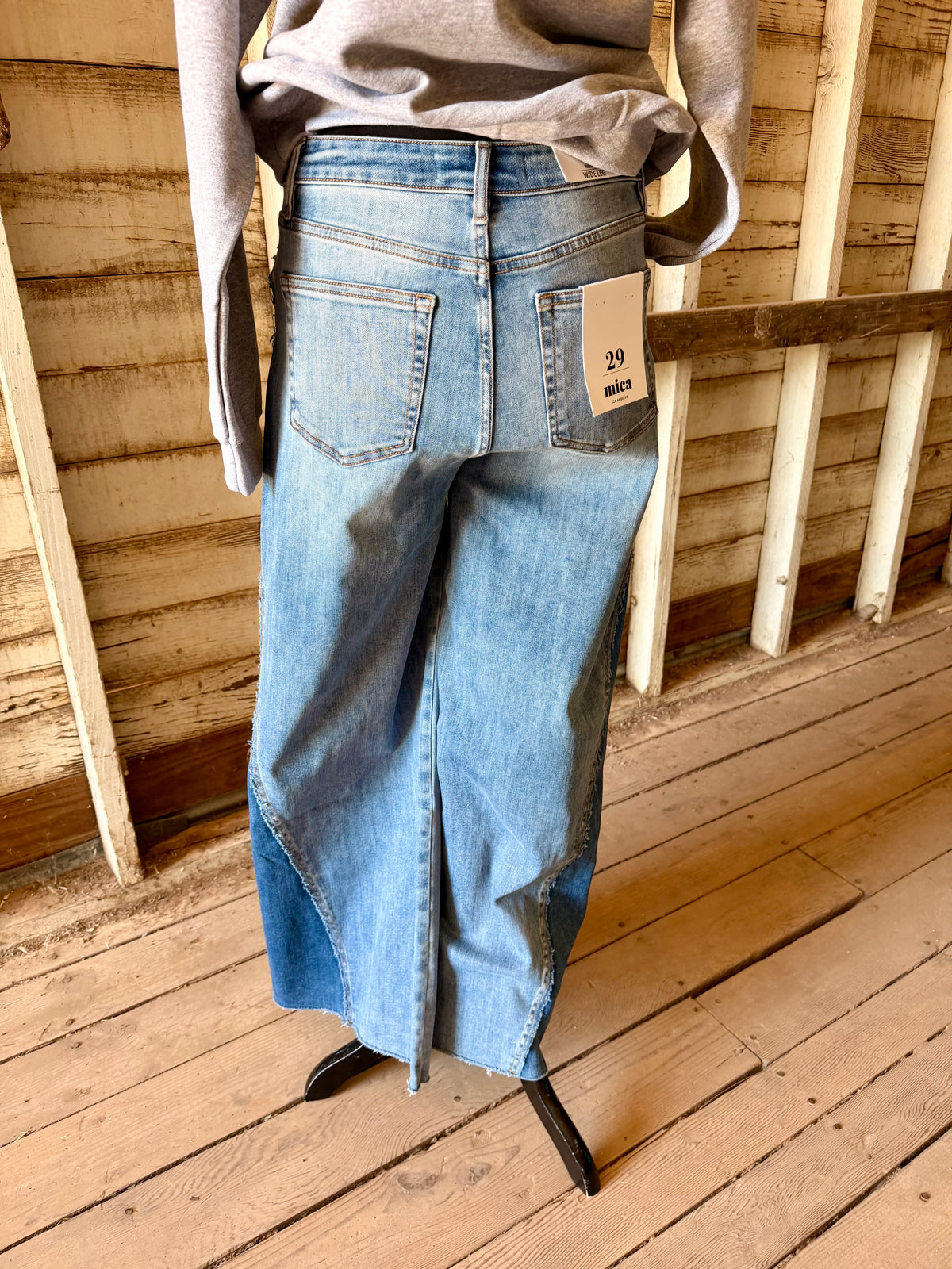 Mica High Rise Two-Toned Wide Leg Jeans