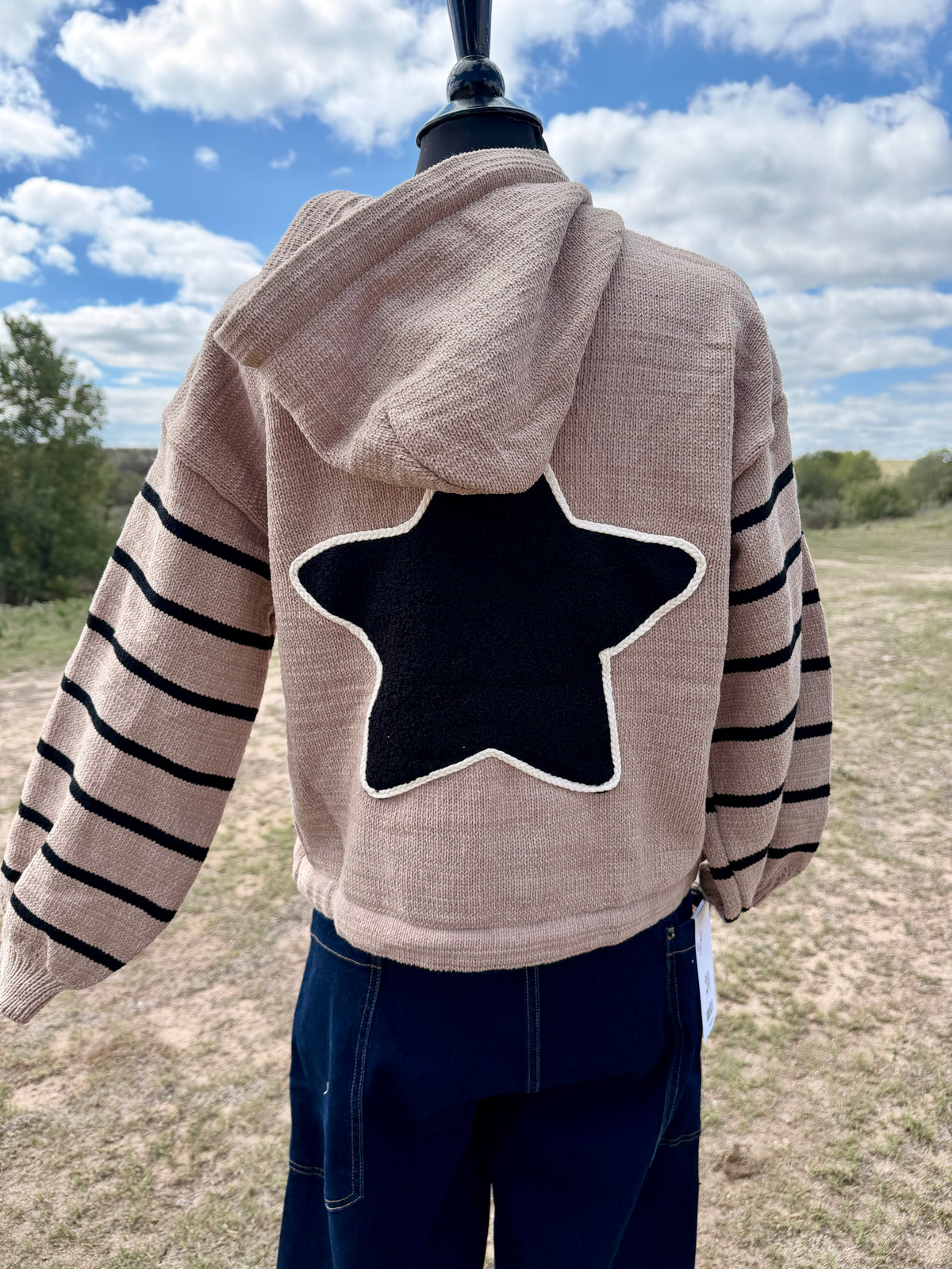 Star Button Sweater with Hood