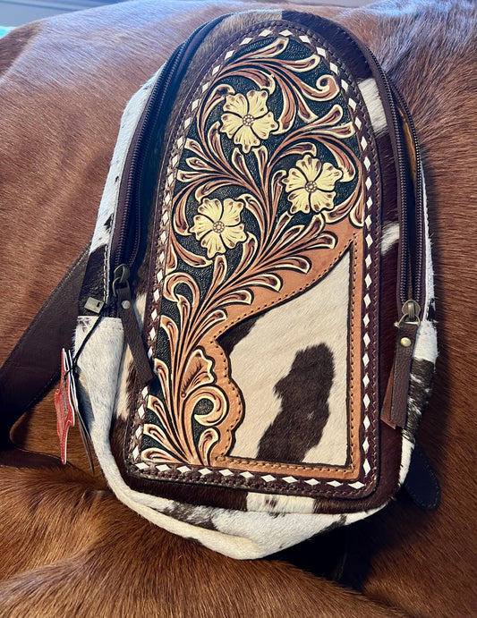 Brown & White Cowhide Crossbody American Darling