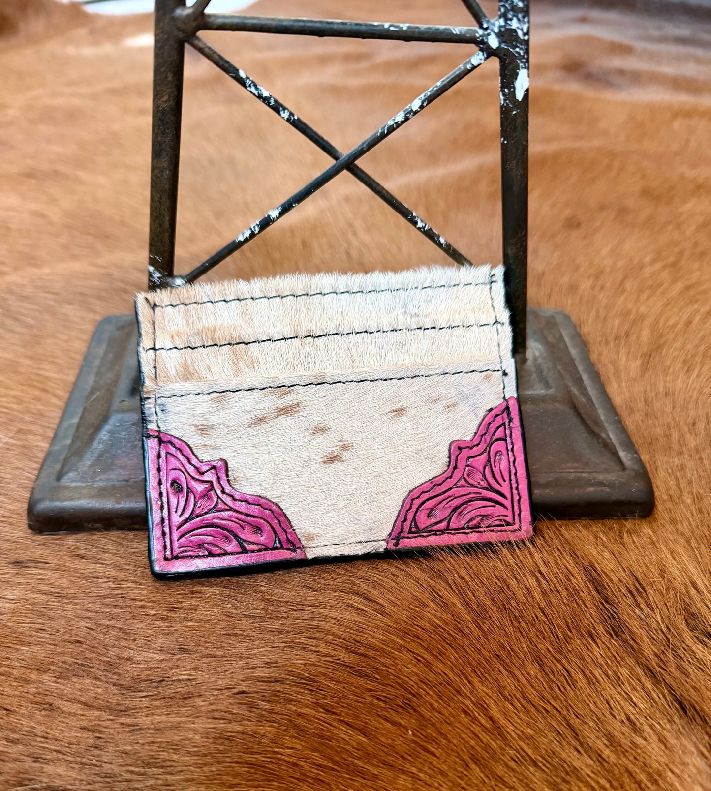 Leather on Cowhide Credit Card Holders