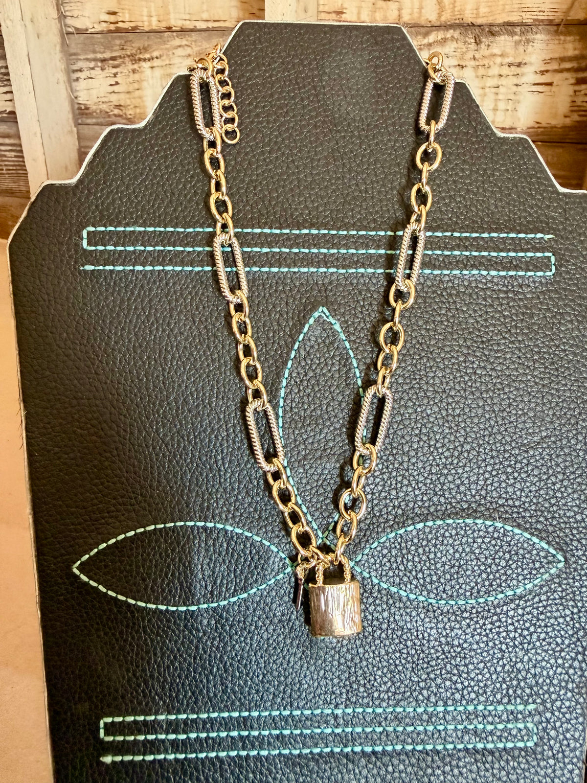 Gold & Silver Lock Necklace