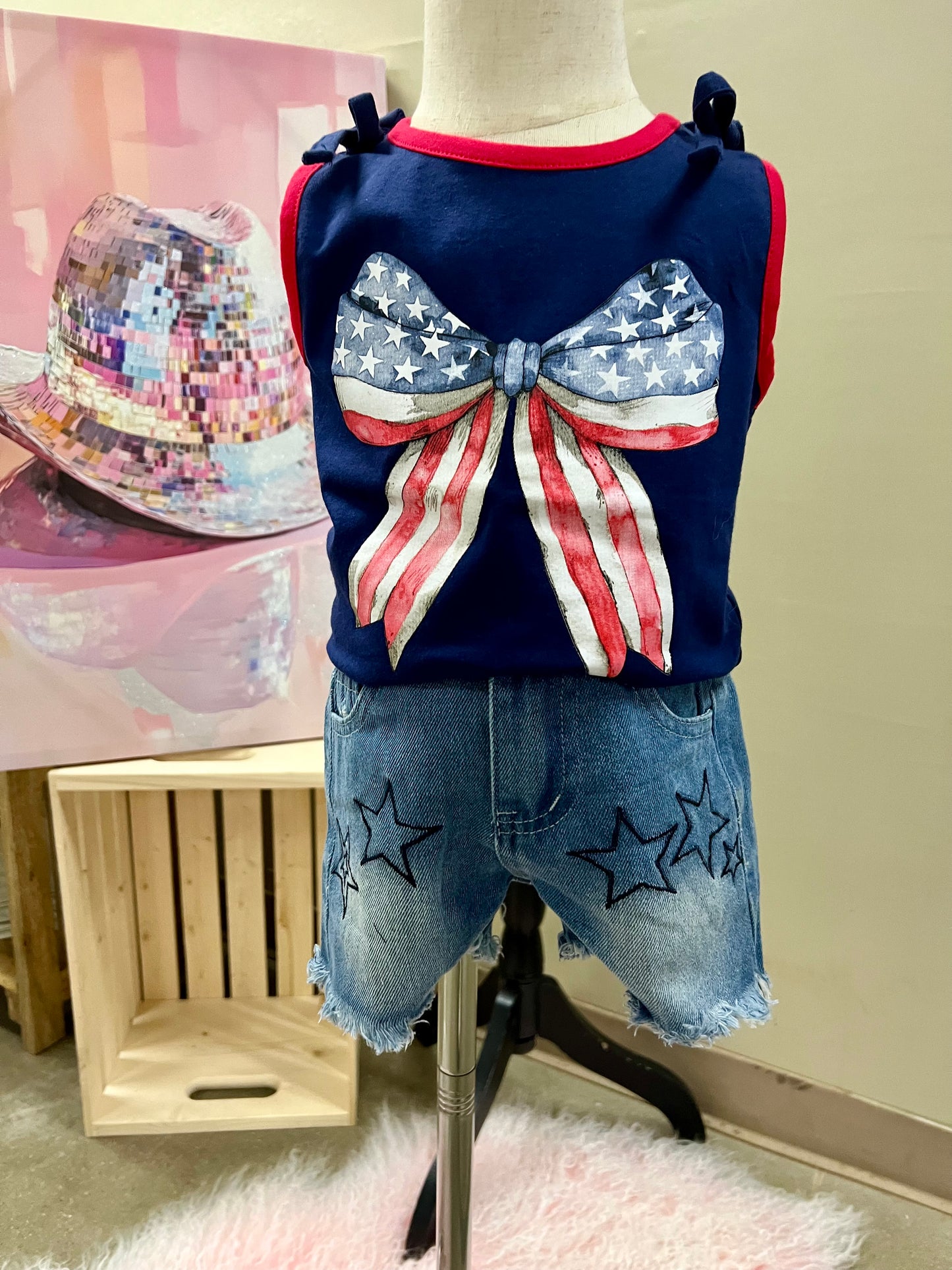 Patriotic Bow Short Set