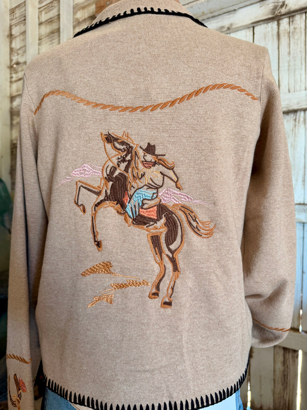 Embroidered Bucking Horse Sweater