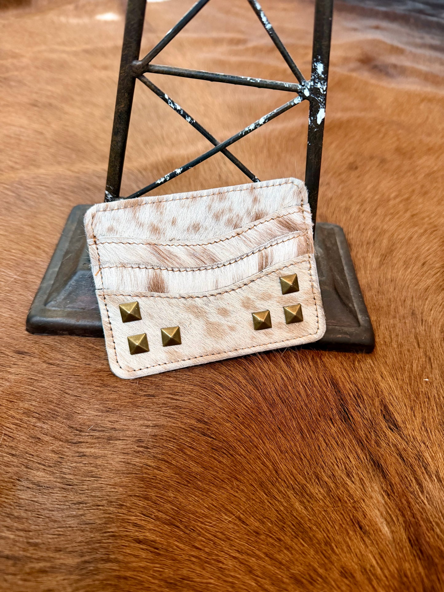 Leather on Cowhide Credit Card Holders
