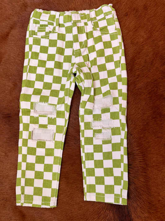 Lime Green Checkered Pants