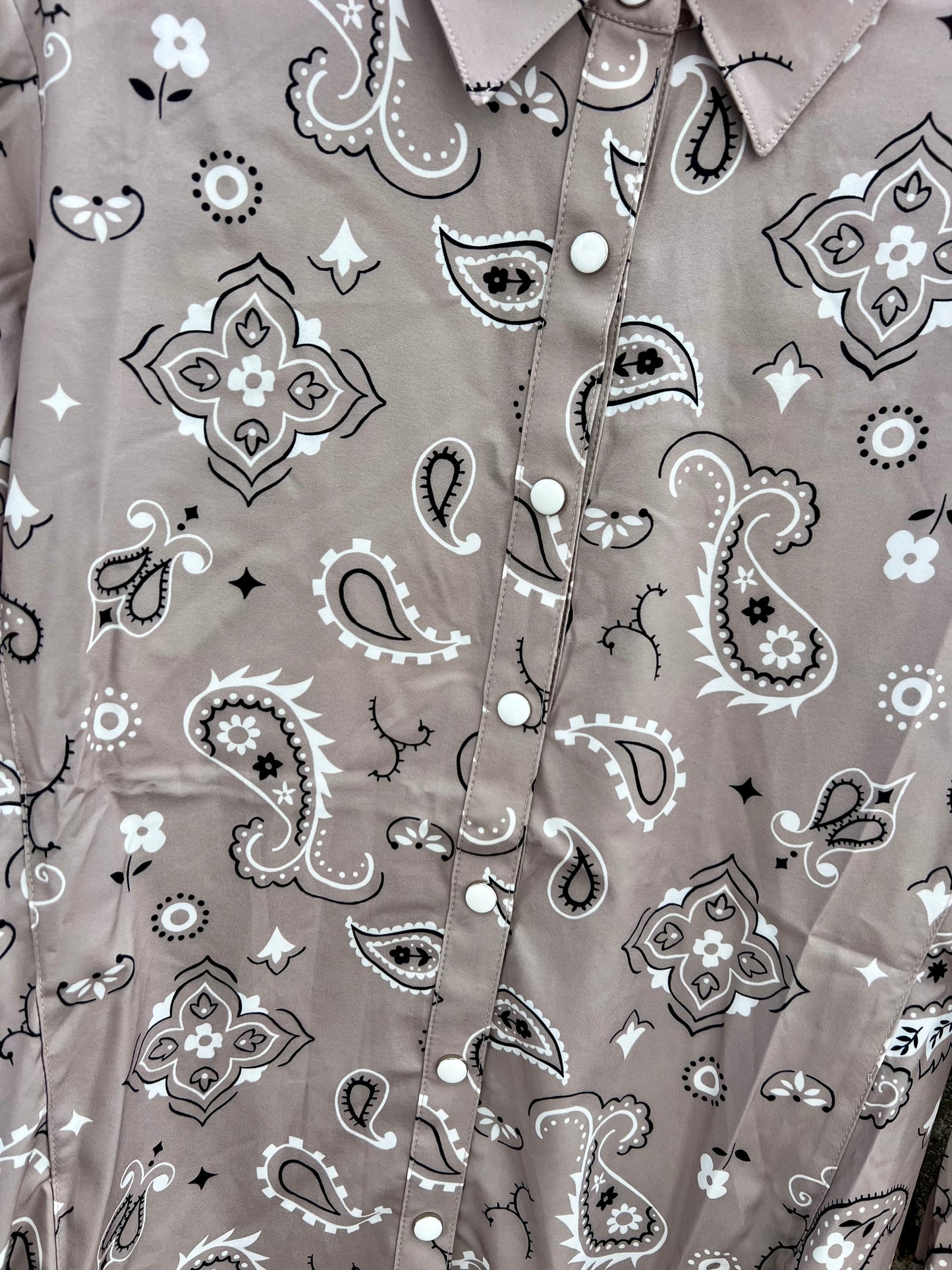 Bandana Print Pearl Snap Shirt
