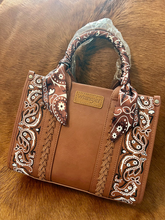 Wrangler Tan Hand Bag with Silk Handle