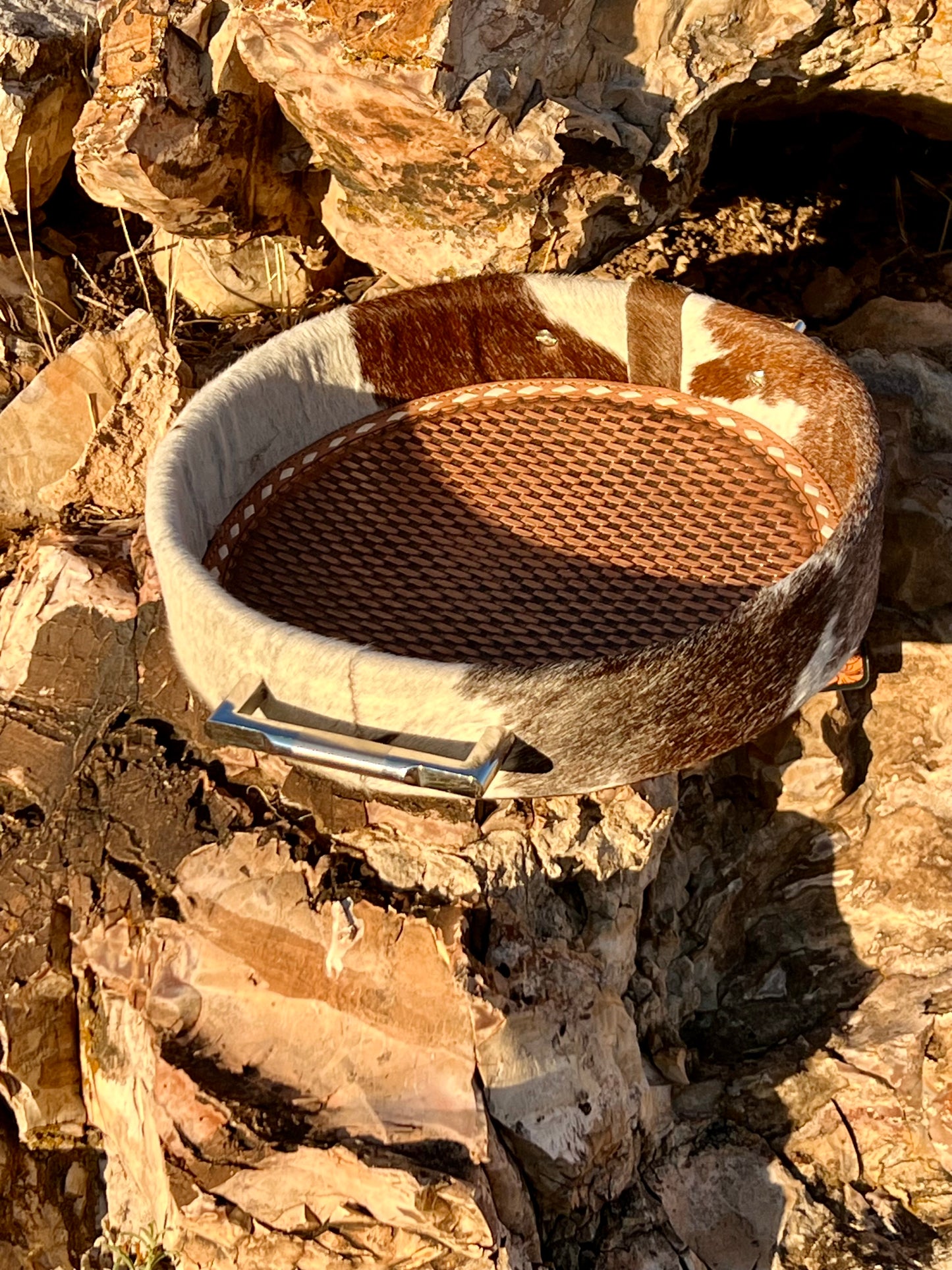 Tooled Leather & Cowhide Tray