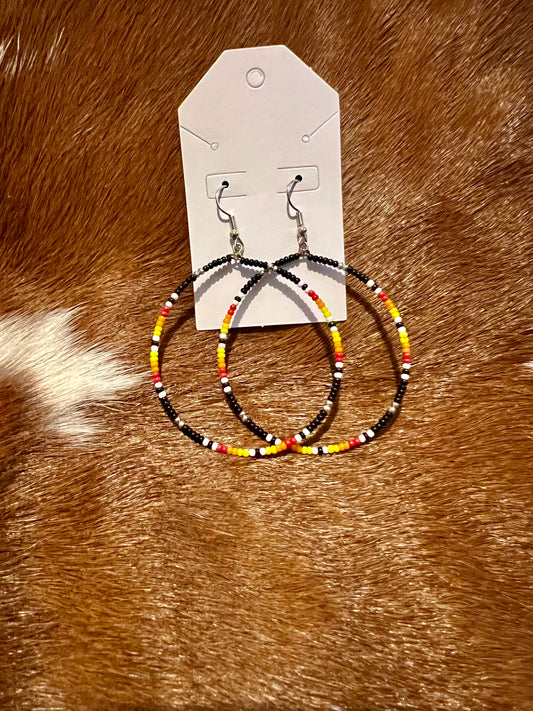 Beaded Multi Colored Hoops