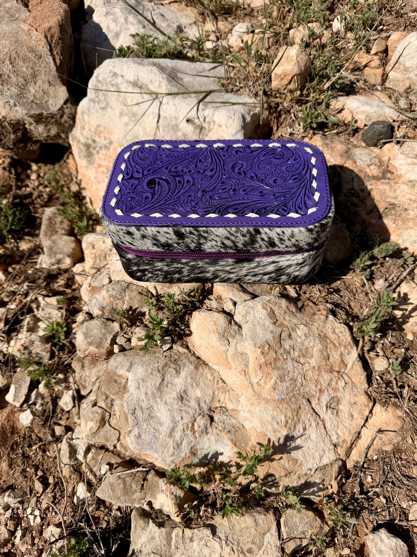 Tooled Purple Jewelry Travel Case