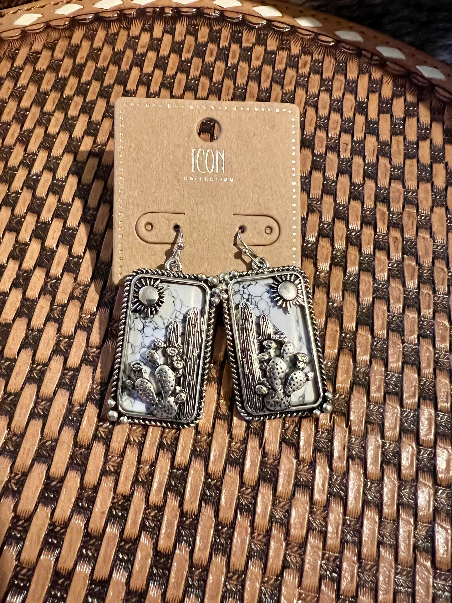 Cactus Scene Dangle Earrings