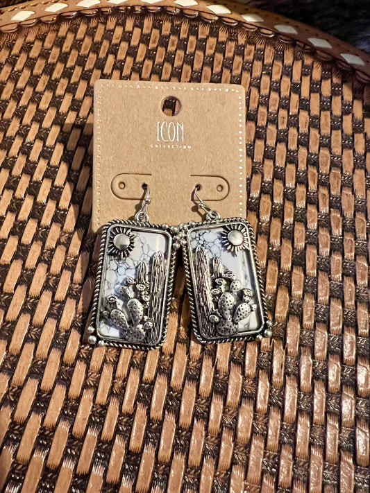 Cactus Scene Dangle Earrings