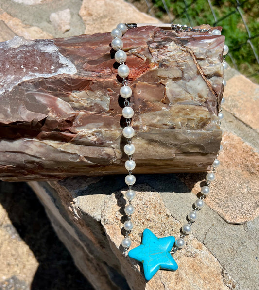 Pearls and Turquoise Star Necklace