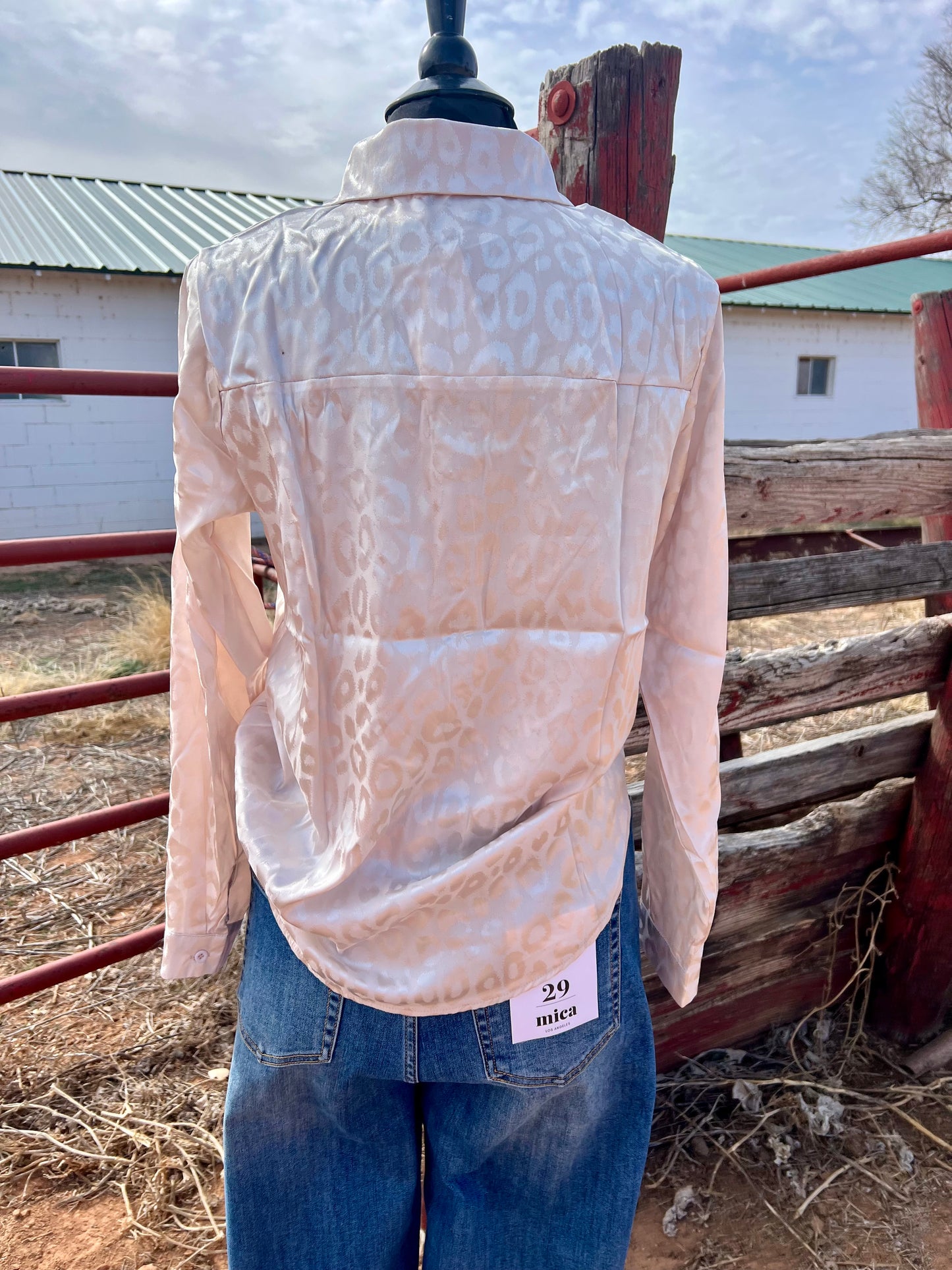 Apricot Leopard Print Button Top
