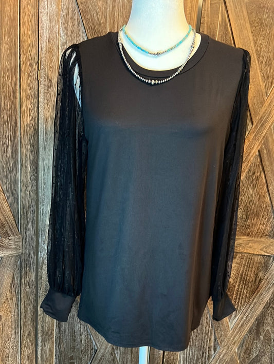 Black Top with shear sleeves