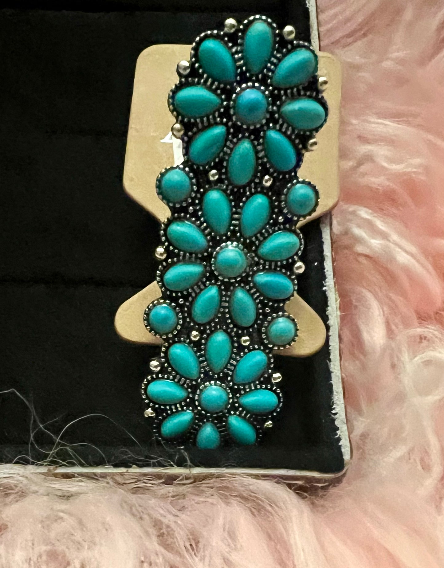 Stacked Faux Turquoise Adjustable Ring