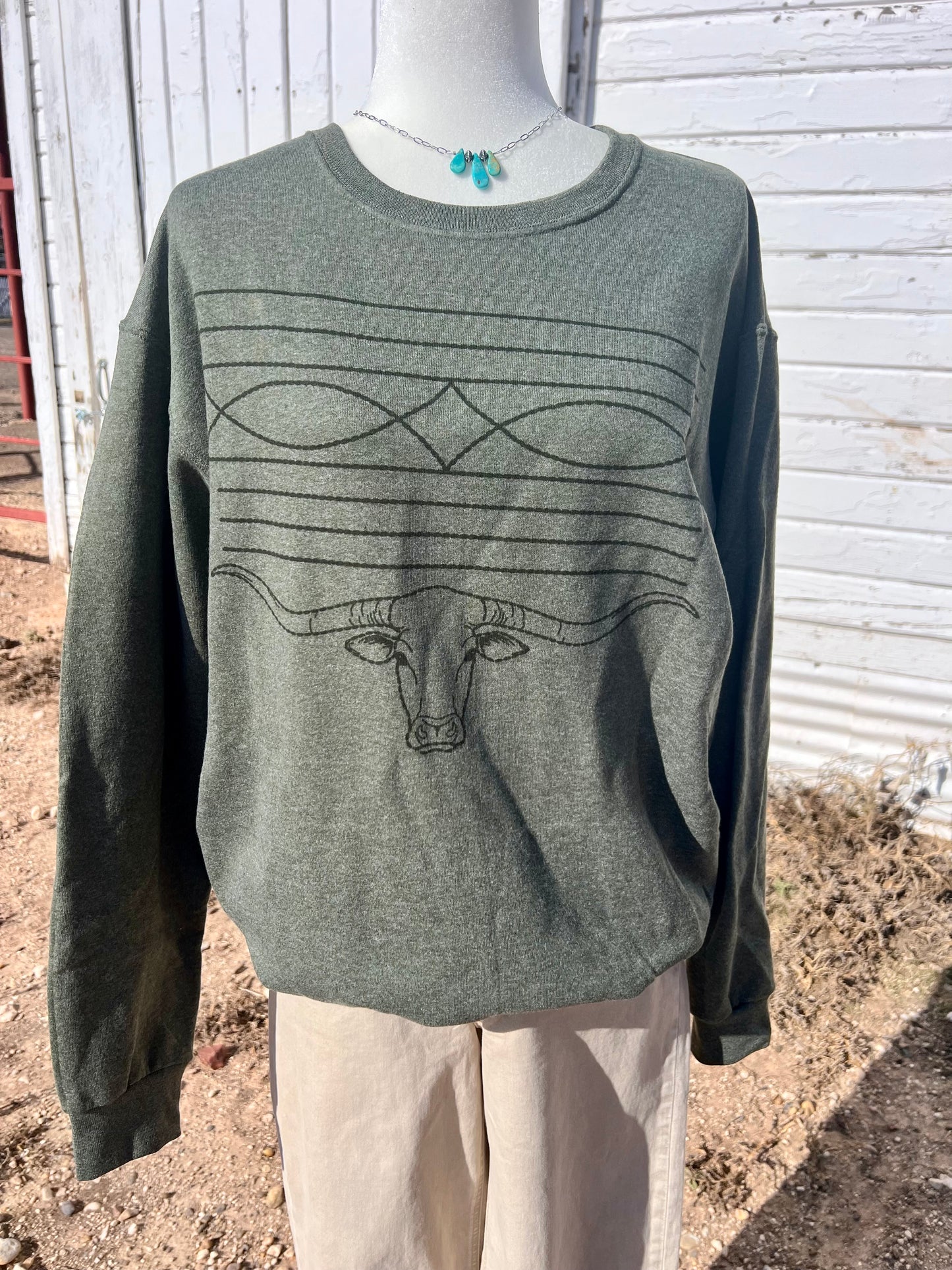 Boot Stitch Longhorn Sweatshirt