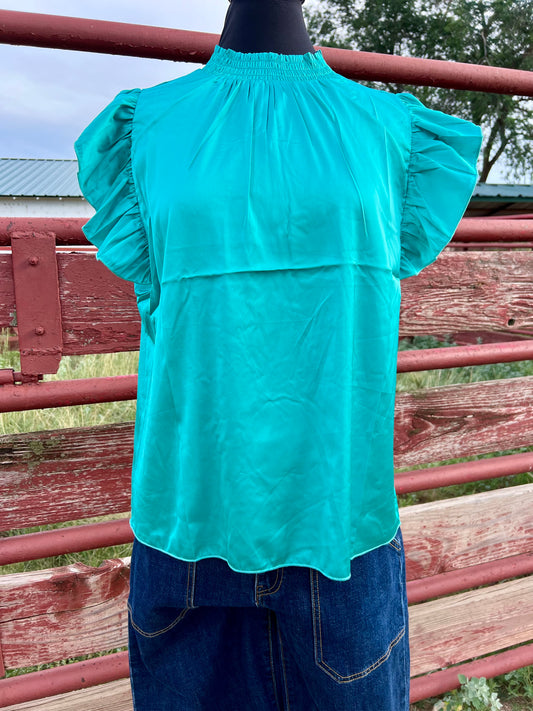 Turquoise Babydoll Top