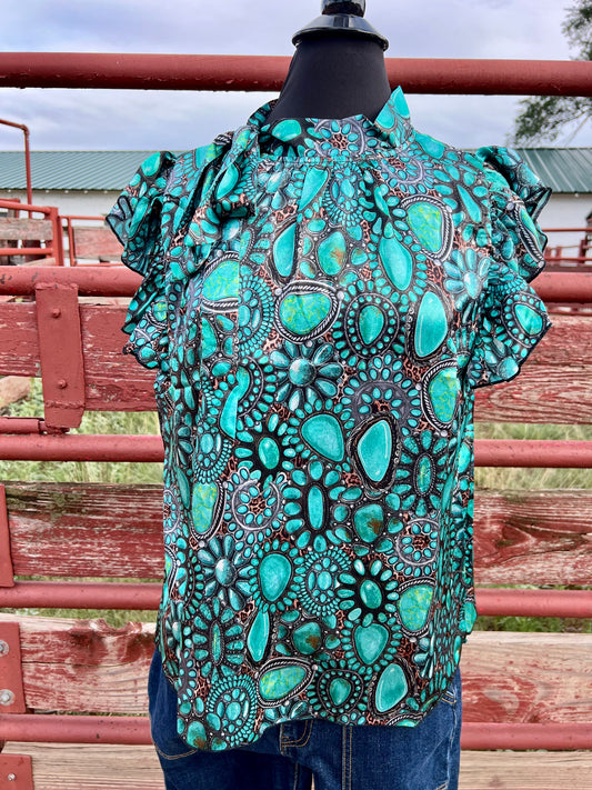 Wild Charm Turquoise Top