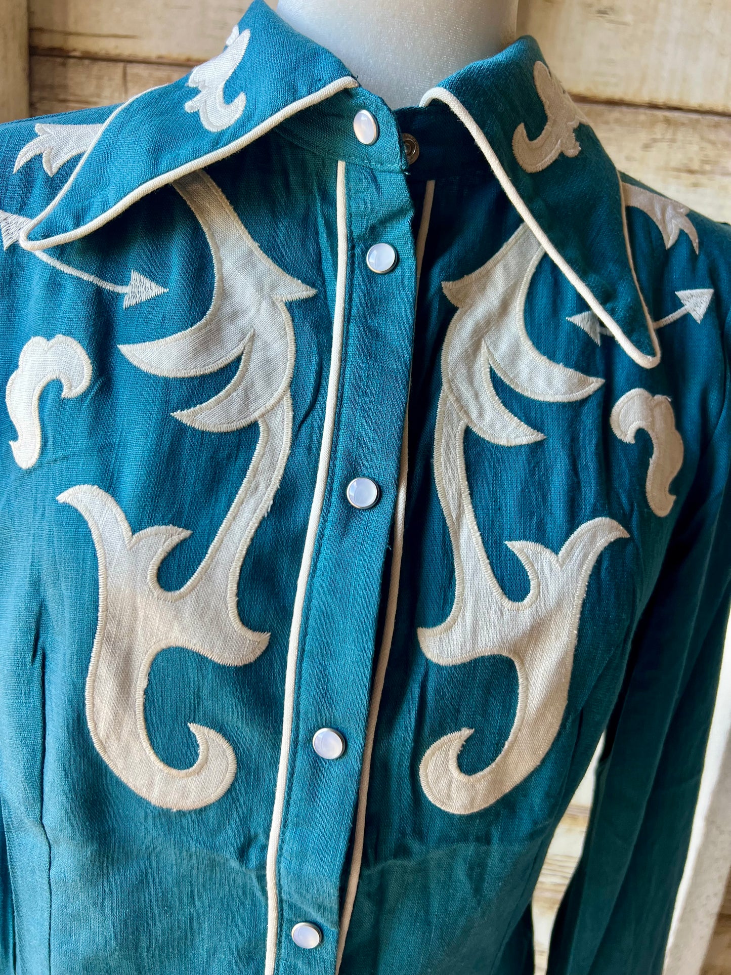 Western Design Snap Shirt Teal
