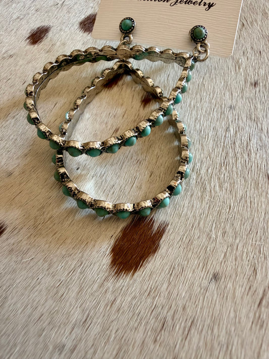 Oval Turquoise Hoop Earrings