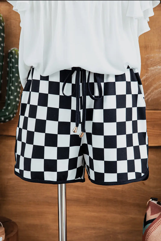 Checkered Drawstring Shorts