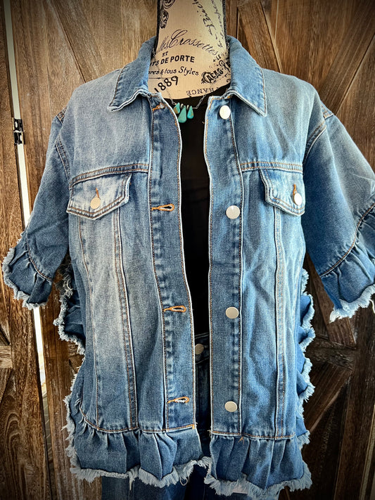 Denim Ruffled Jacket