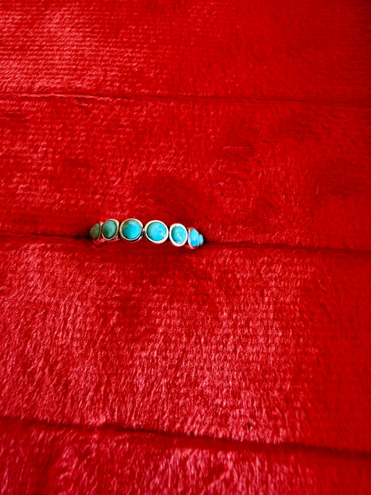 Turquoise All the Way Around Silver Ring