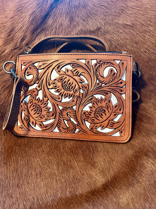 Tooled Leather Crossbody
