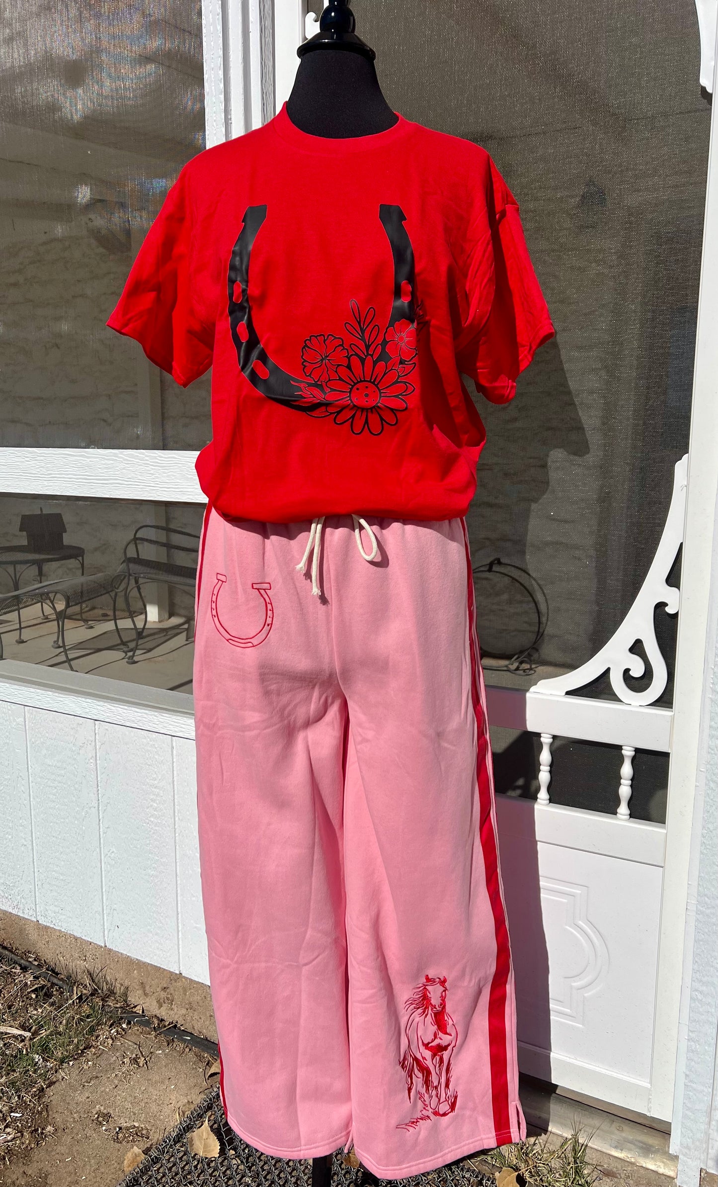 Horse Sweatpants with Pockets Pink