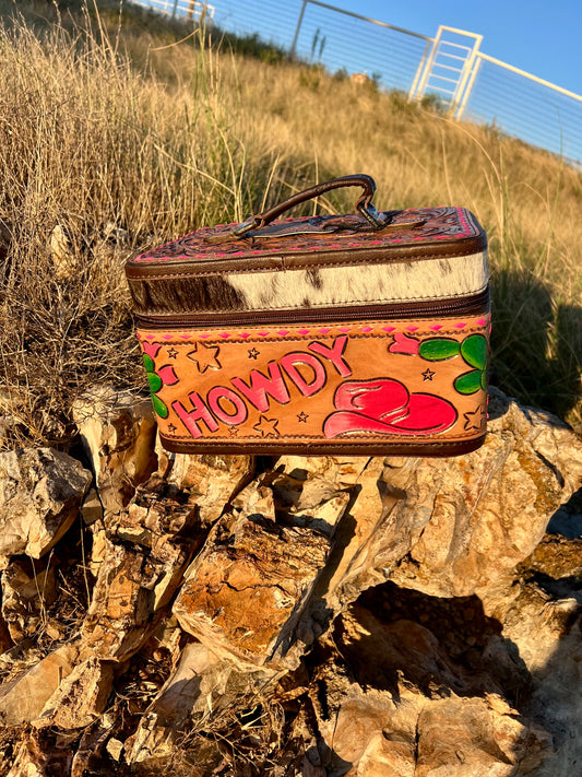Howdy Tooled Leather Jewelry Case
