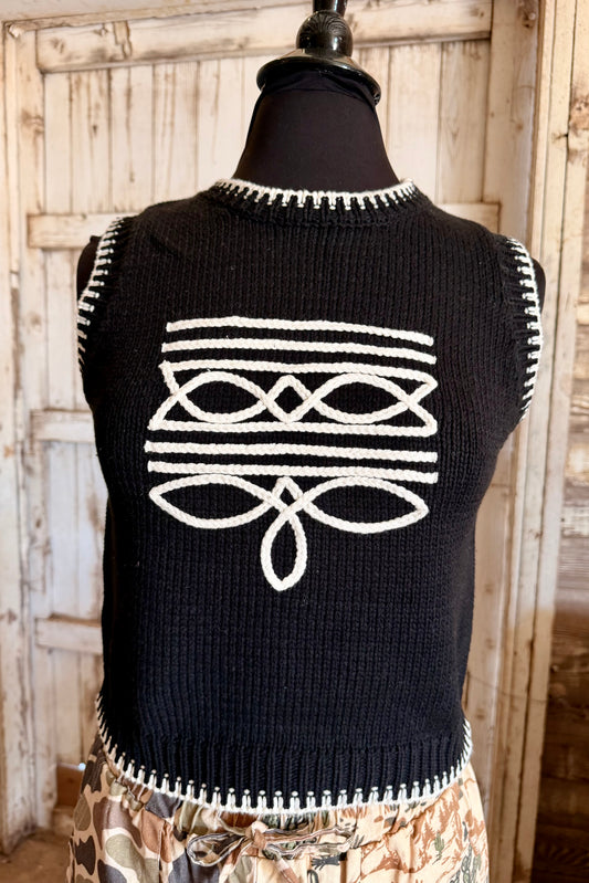 Boot Stitch Black Sweater
