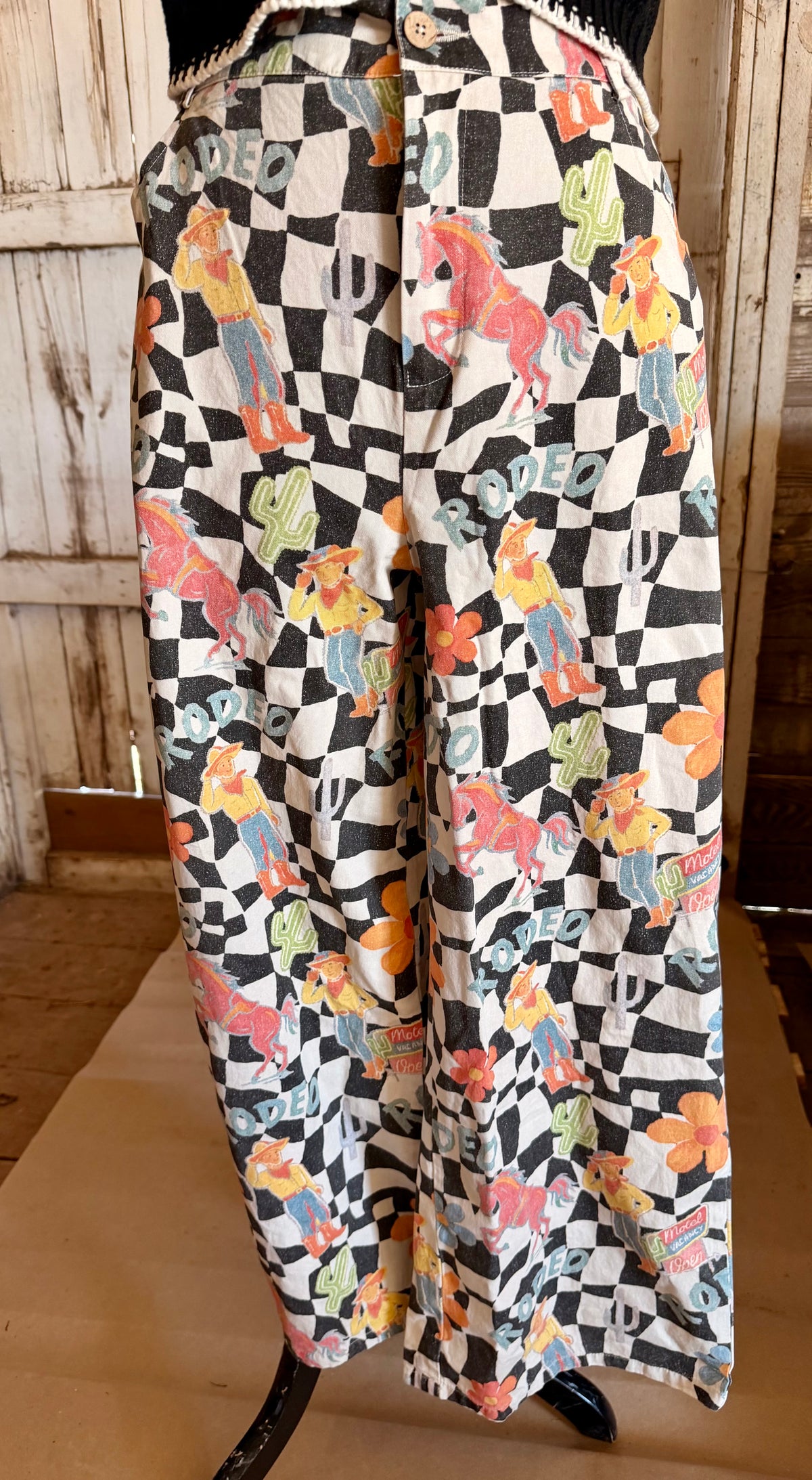Checkered Western Print Pants