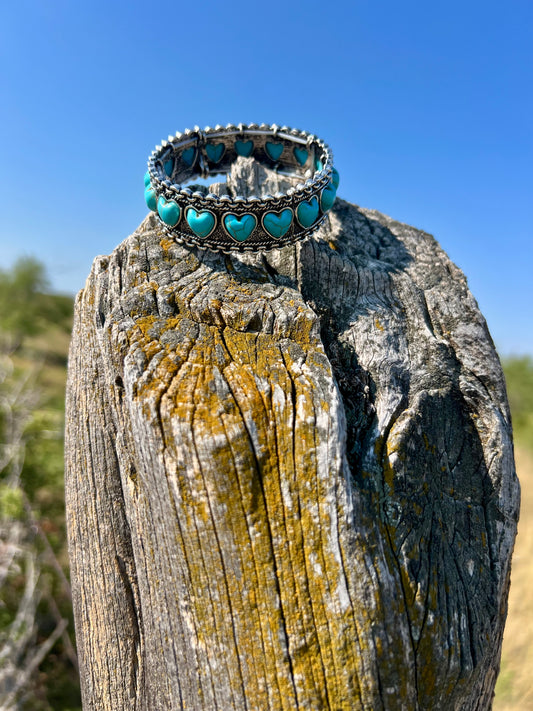 Turquoise Heart Stretch Bracelet
