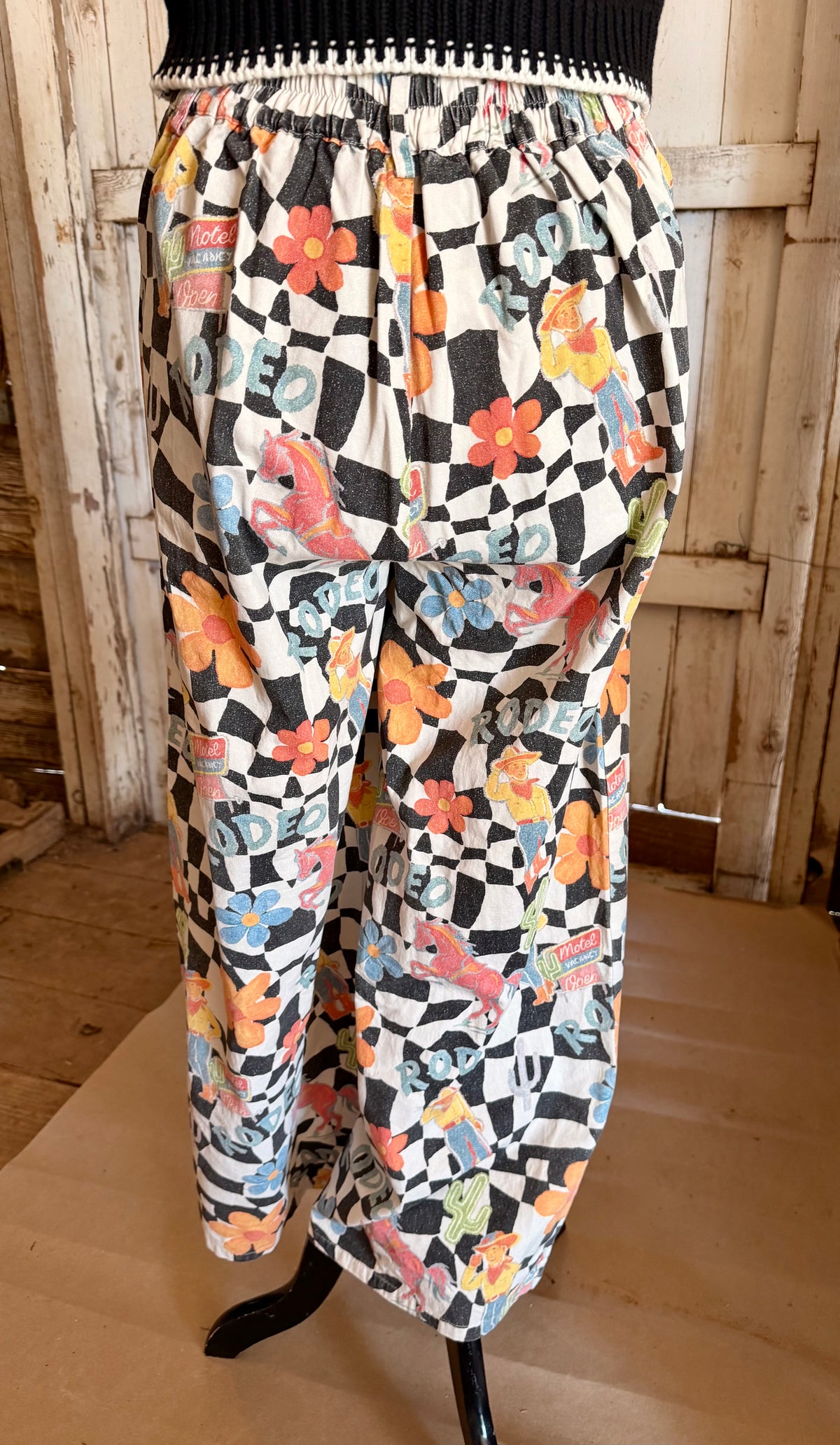Checkered Western Print Pants