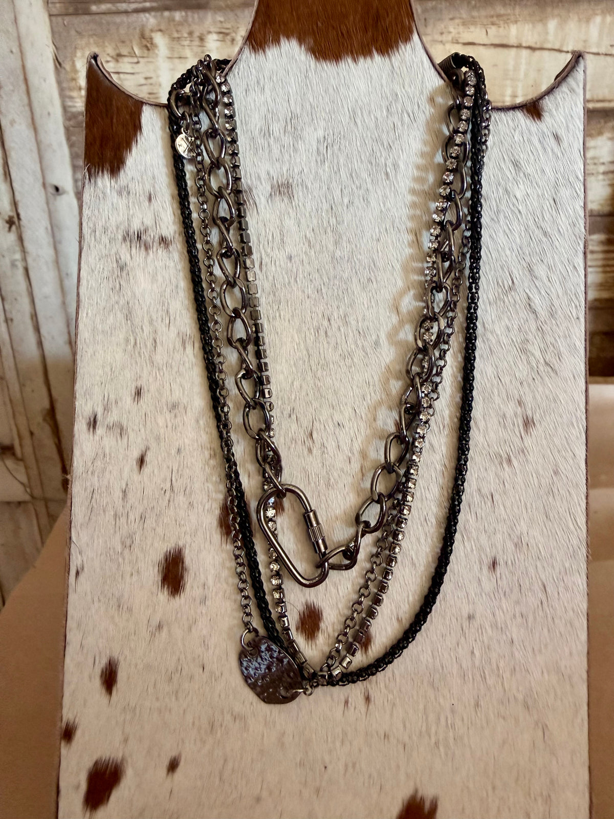 Black & Silver 4 Strand Necklace