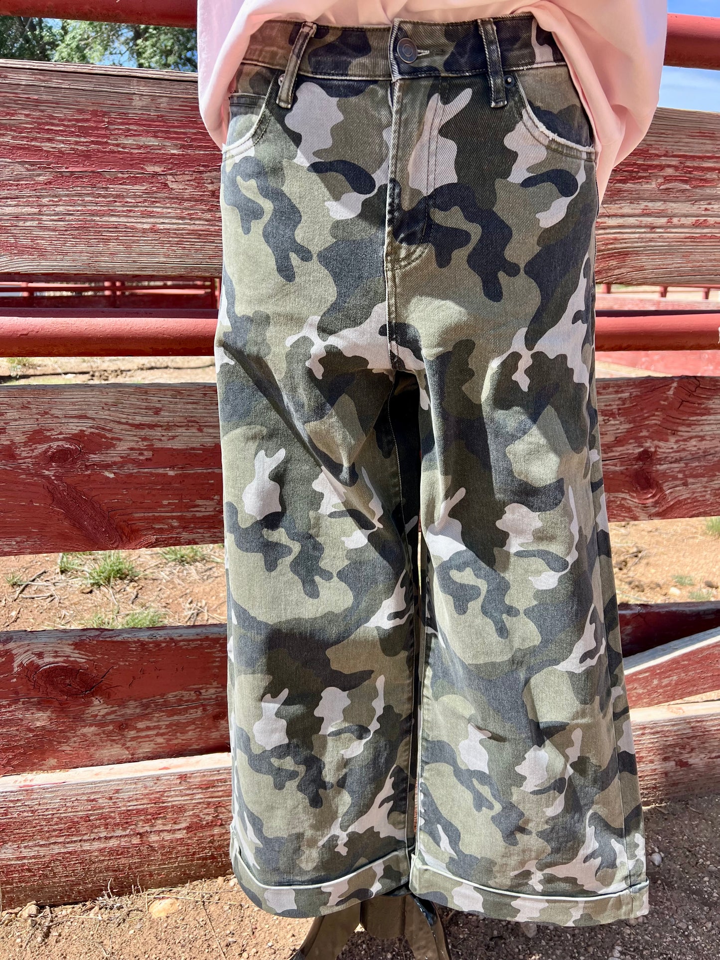 Mica Camouflage High-Rise Wide Leg Jeans