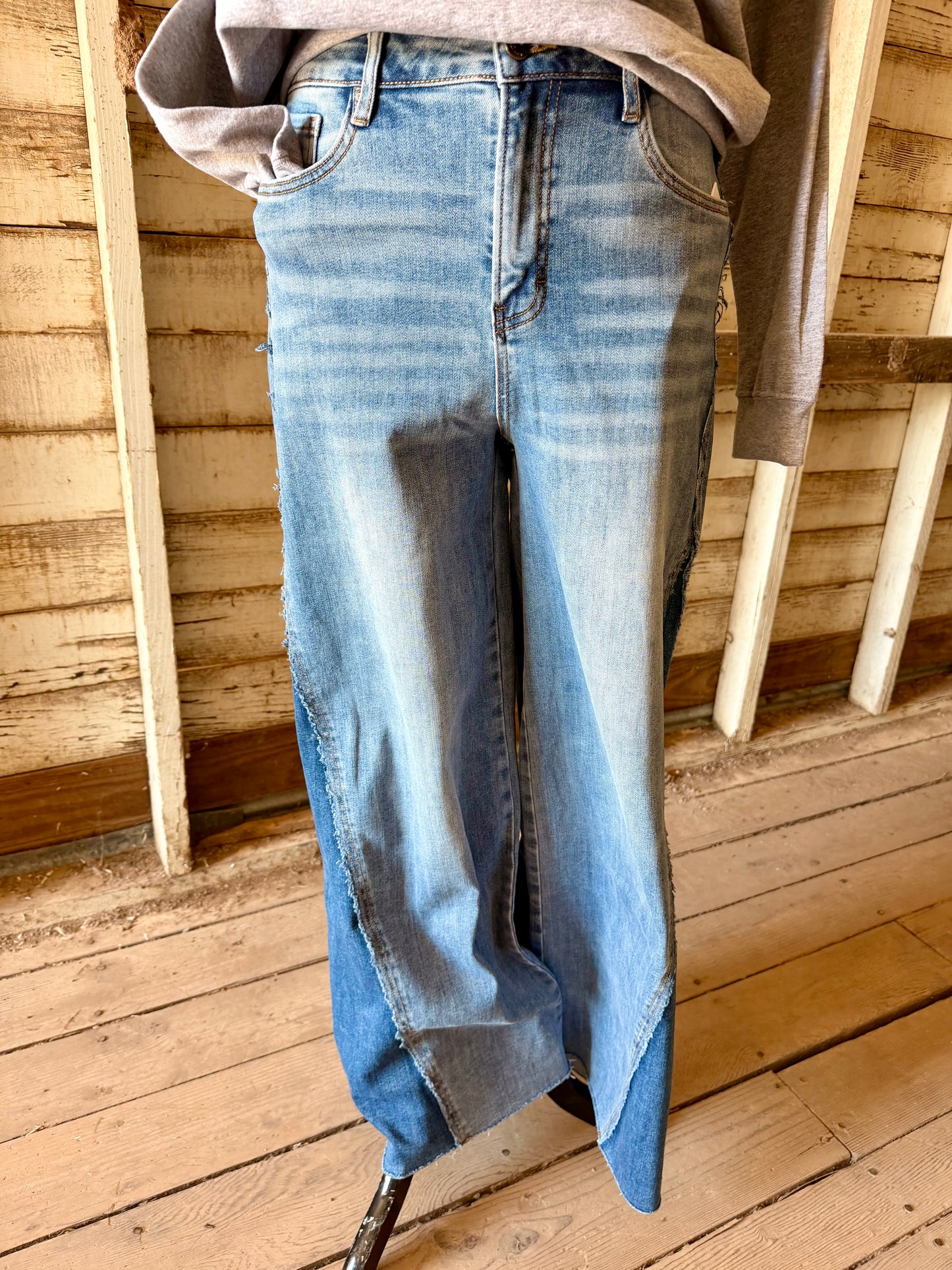 Mica High Rise Two-Toned Wide Leg Jeans